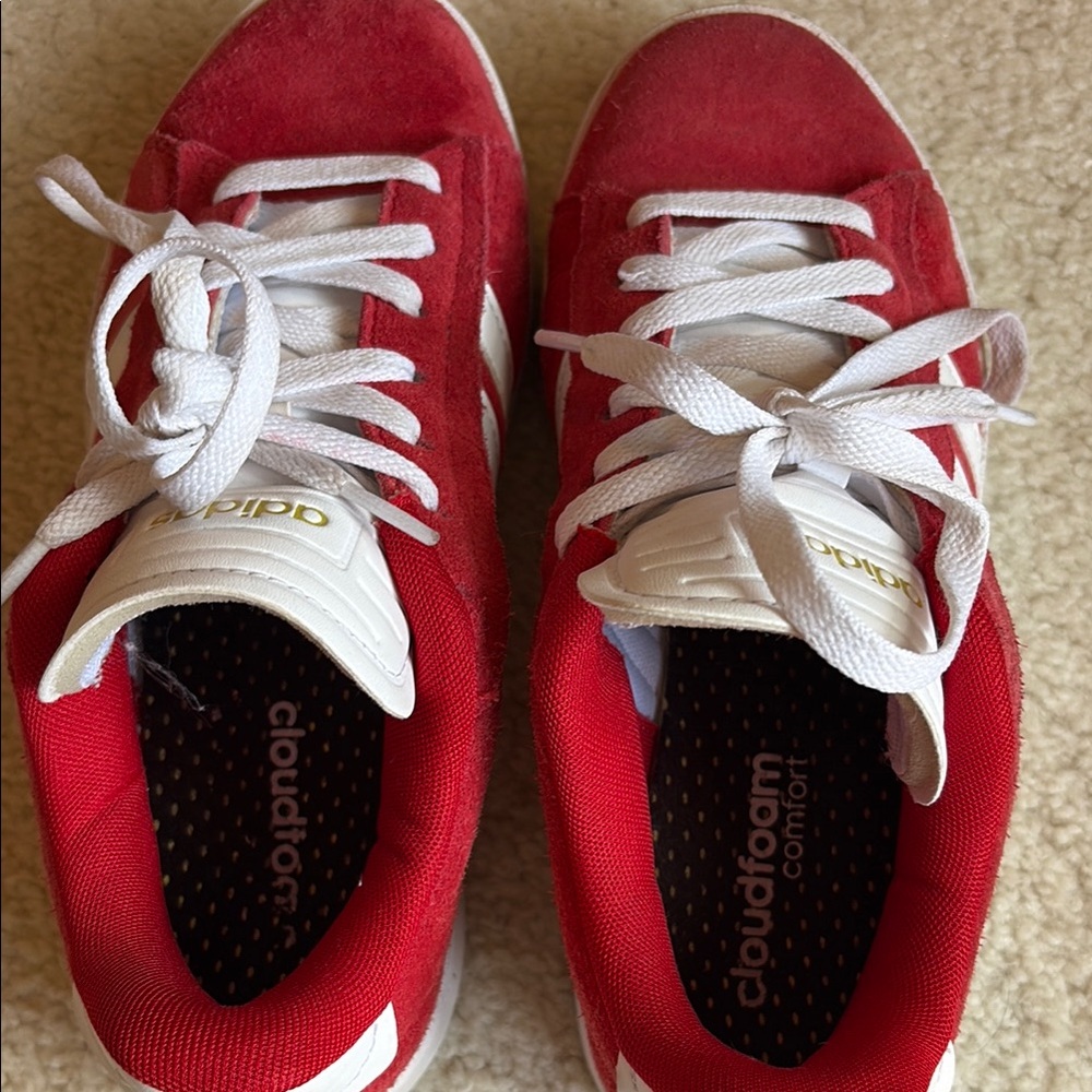 Adidas Women’s Red and White Suede Sneakers - Size 7 - Picture 5 of 5